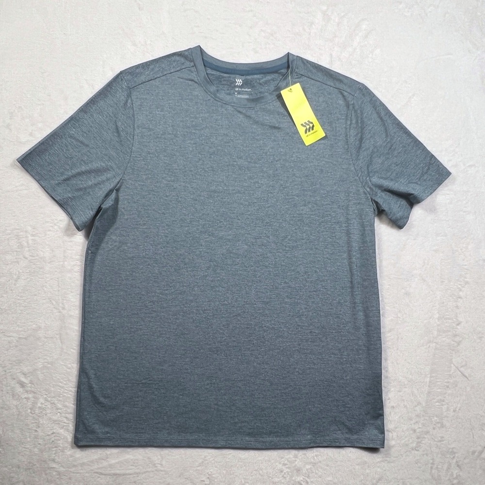 All in Motion Mens Soft Stretch T-Shirt Blue Heather M UPF 50+ NEW